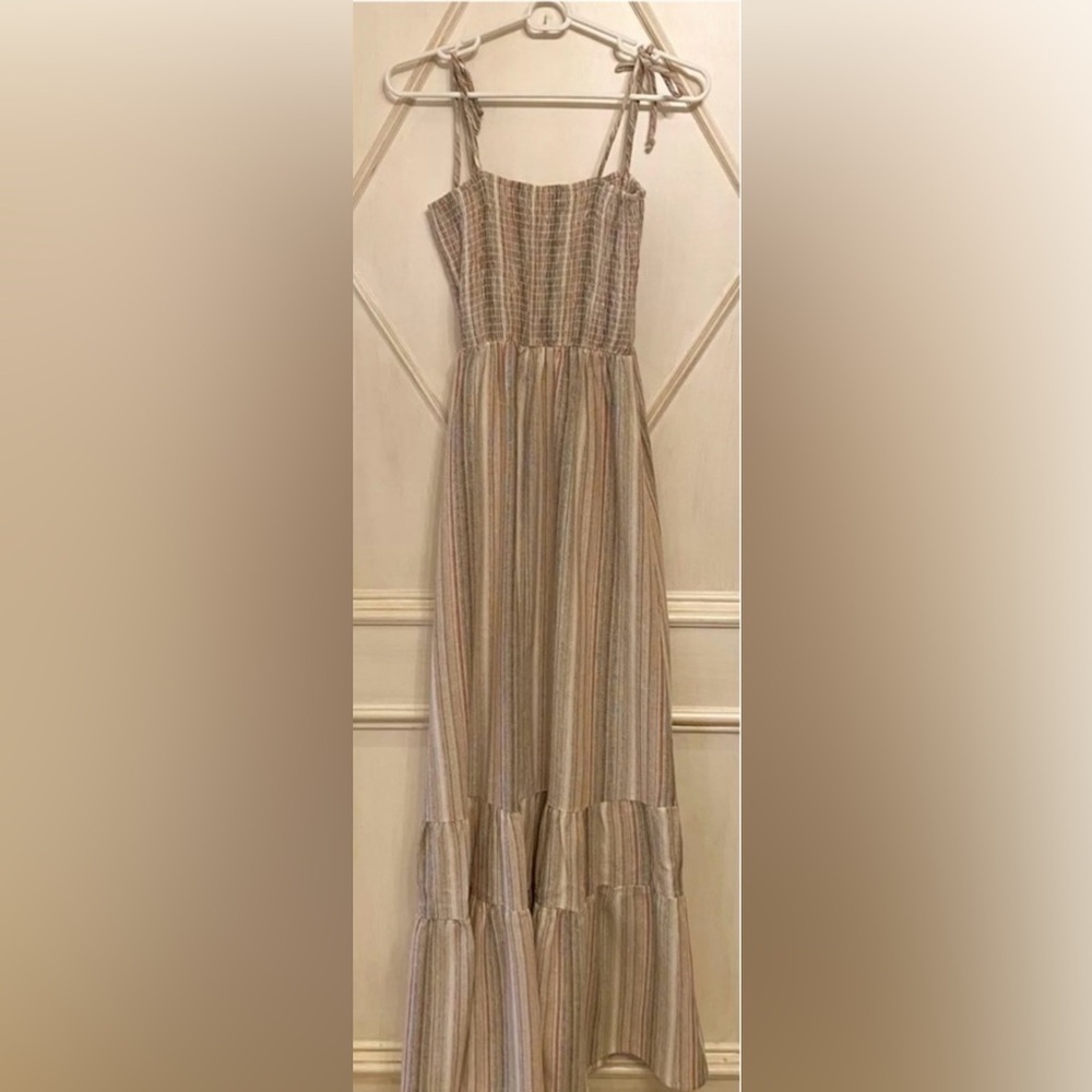 Peach Love Elegant Striped Maxi Dress